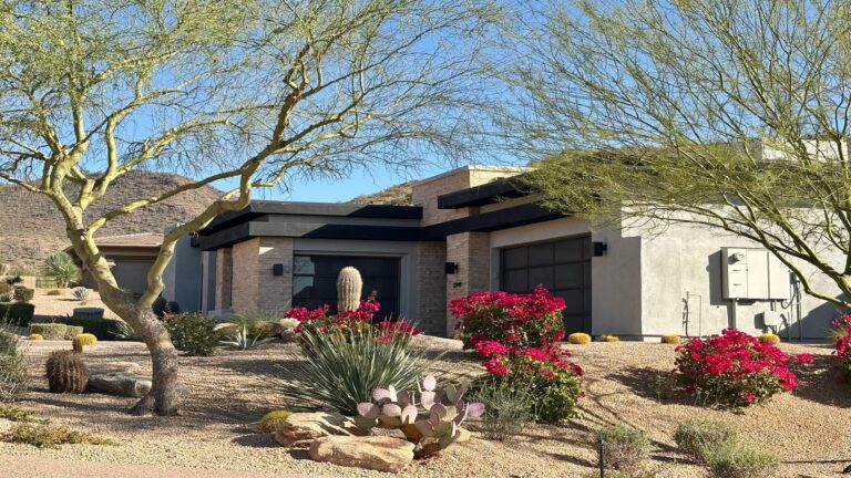 Arizona desert home with bougainvillea and cactus landscaping illustrating HELOC vs personal loan comparison